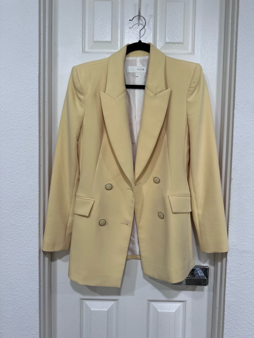 Zara Double-Breasted Women’s Blazer Jacket - Pale Yellow